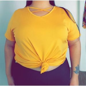 Mustard Yellow strappy tee shirt